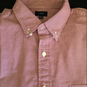 J Crew Checker Long Sleeve Red White